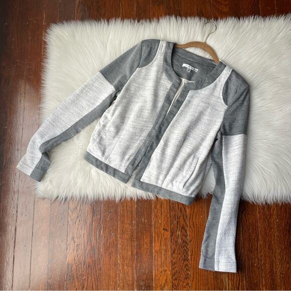 CAbi Grey Cropped Jacket with Knit Detail - Picture 4 of 7